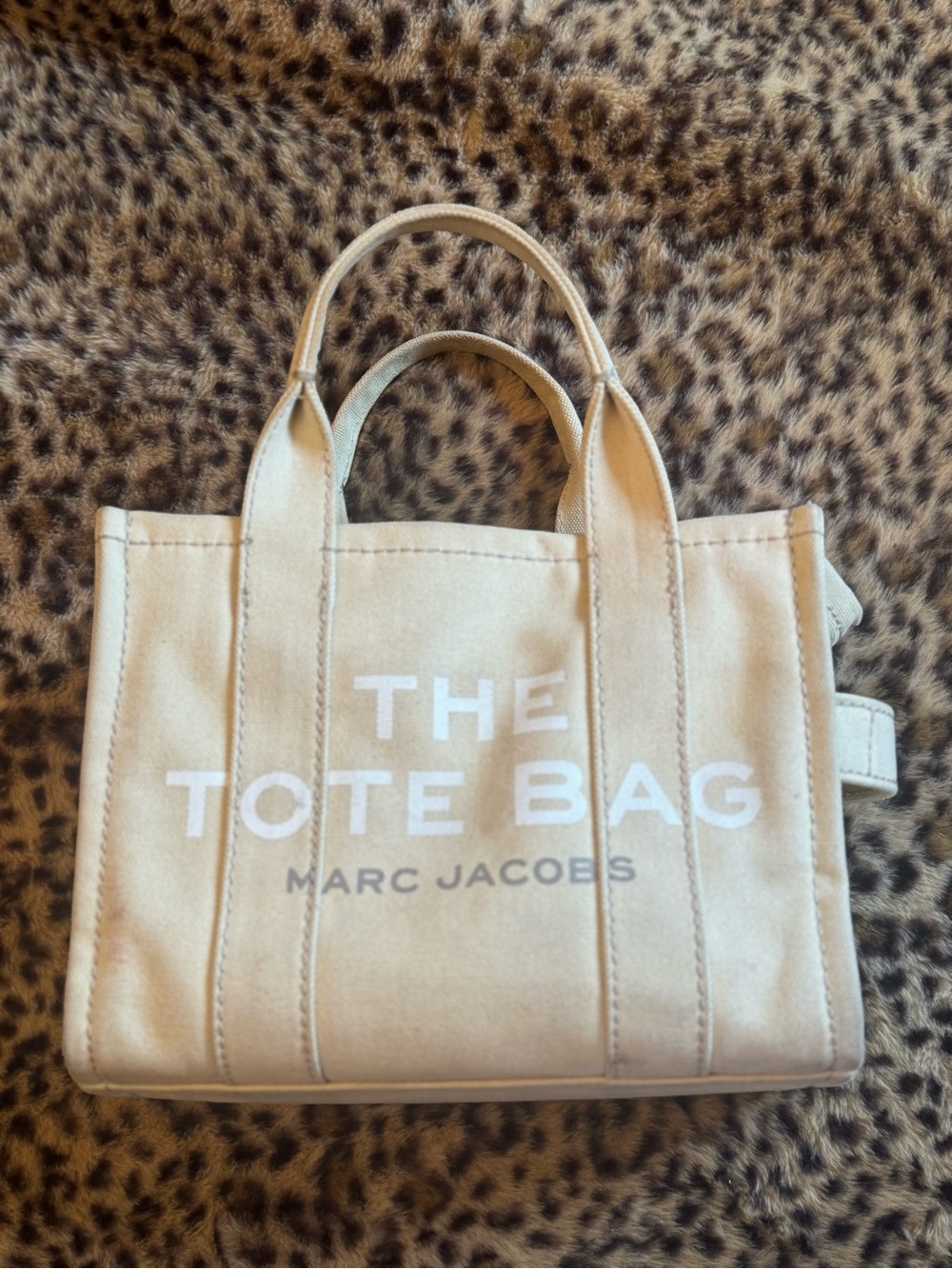 Marc Jacobs Beige Canvas The Tote Bag with White Logo